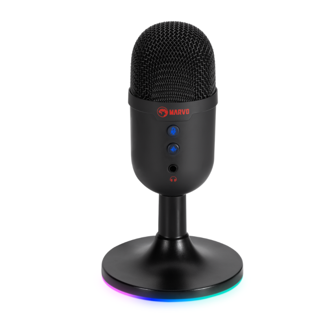 Micrófono de Estudio Gamer USB Cable 1.7 M RGB MIC-06 BK Negro Marvo