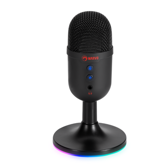 Micrófono de Estudio Gamer USB Cable 1.7 M RGB MIC-06 BK Negro Marvo