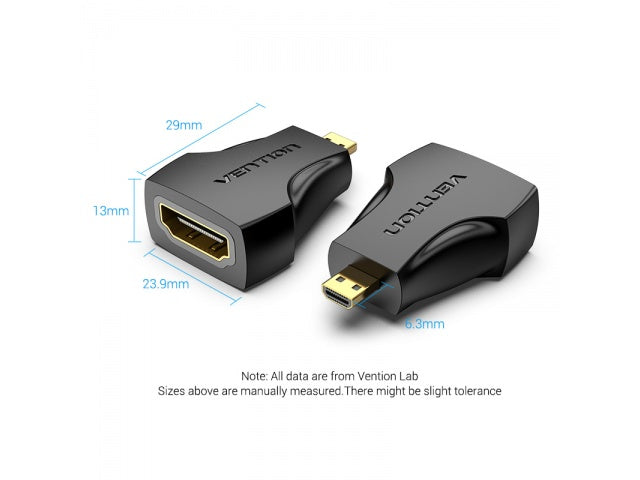 Adaptador Micro HDMI a HDMI Macho/Hembra / Negro