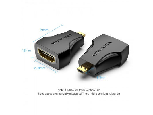 Adaptador Micro HDMI a HDMI Macho/Hembra / Negro